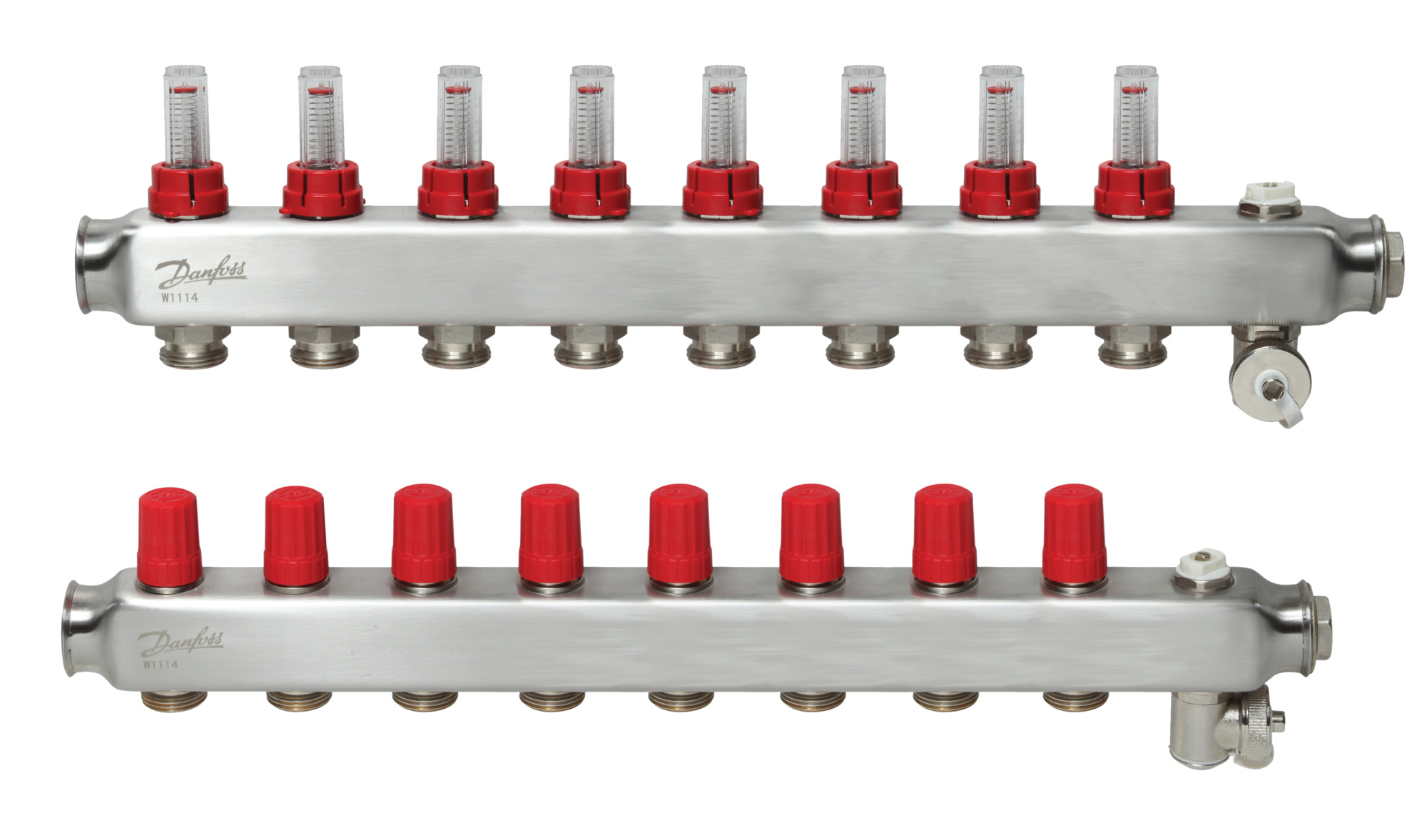 Danfoss FBH-Verteiler SSM-8F 8 Kreise, mit Durchflussanzeige