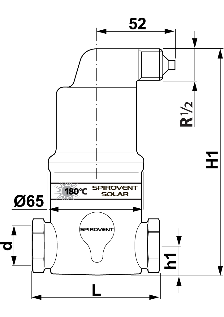 Spirotech Luftabscheider SpiroVent Solar AutoClose, 3/4" IG, 10 bar, 180 Grad