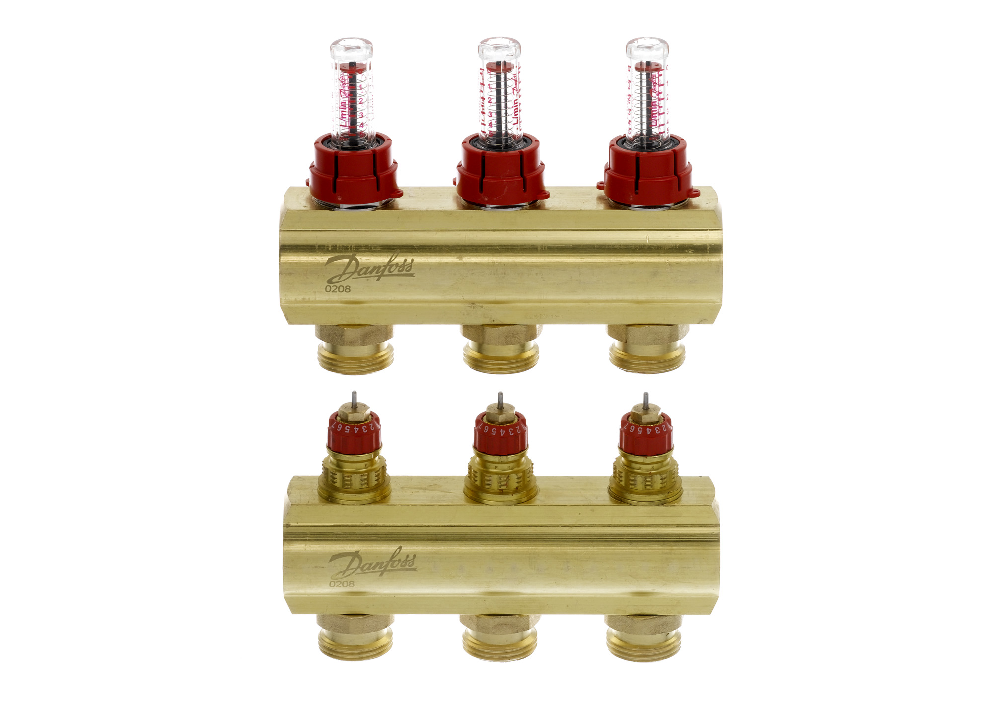 Danfoss FBH-Verteiler FHF-3F 3 Kreise, mit Durchflussanzeige
