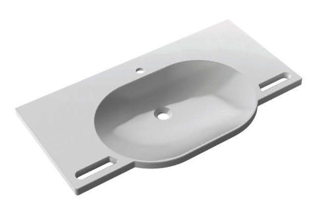 HEWI Waschtisch, B:1000mm, T:550mm, alpinweiß, ohne Überlauf, 1 HL