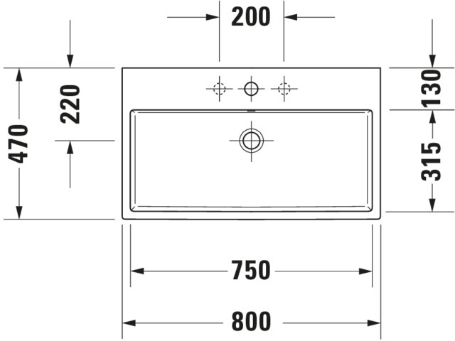DU Waschtisch Vero Air 800mm m.ÜL, m.HLB, 1HL, geschl., weiß