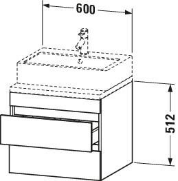 Duravit WTU DuraStyle f.Konsole 512x600x548 2 Schubk.,betongrau matt/betongrau matt