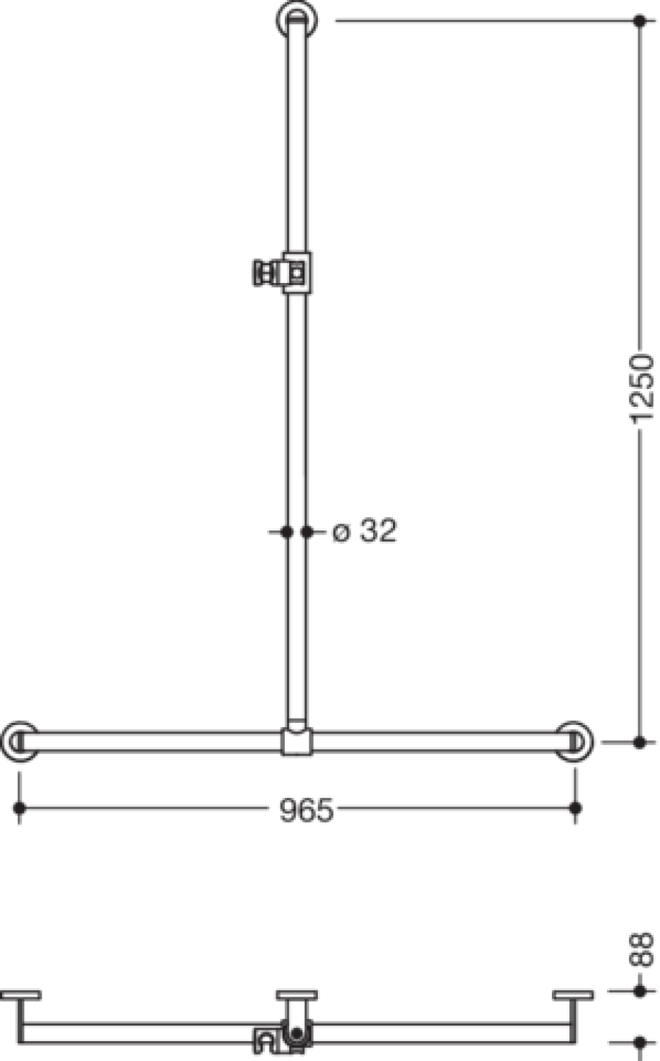 HEWI DUHA, d:32, A1:1250. W1:965, chr, Br.H.Kst. signalweiß