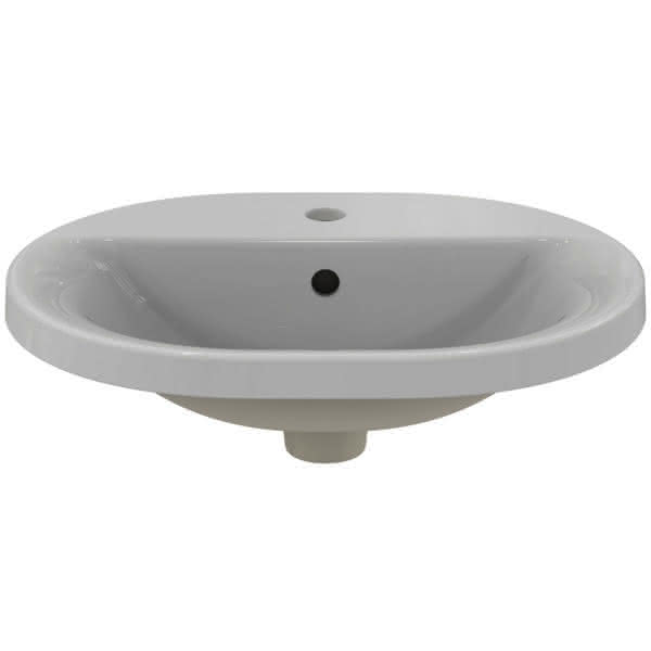 IS Einbauwaschtisch Connect, oval, 1Hl., m.Ül., 550x430x175mm, Weiß