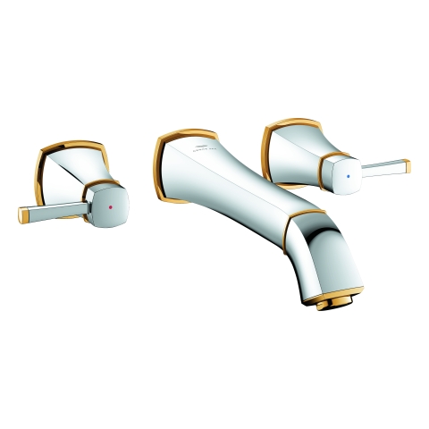 GROHE 3-Loch-WT-Batterie Grandera 20623 Wandmontage FMS Ausl. 234mm chrom/gold GROHE 3-Loch-WT-Batterie Grandera 20623 Wandmontage FMS Ausl. 234mm chrom/gold