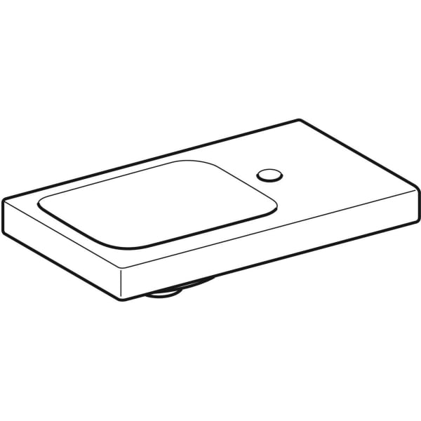 Geberit iCon Light Handwaschbecken 53x31cm Ablg./Hl. re, o. Ül., weiß, KeraTect
