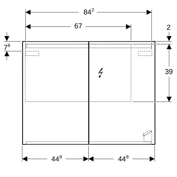 Geberit Option Spiegelschrank mit Beleuchtung zwei Türen, 90x70x15cm