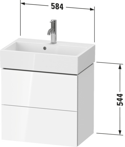 Duravit WTU L-Cube wandhängend, 2 Schubk. 544x584x391mm, Weiß Matt