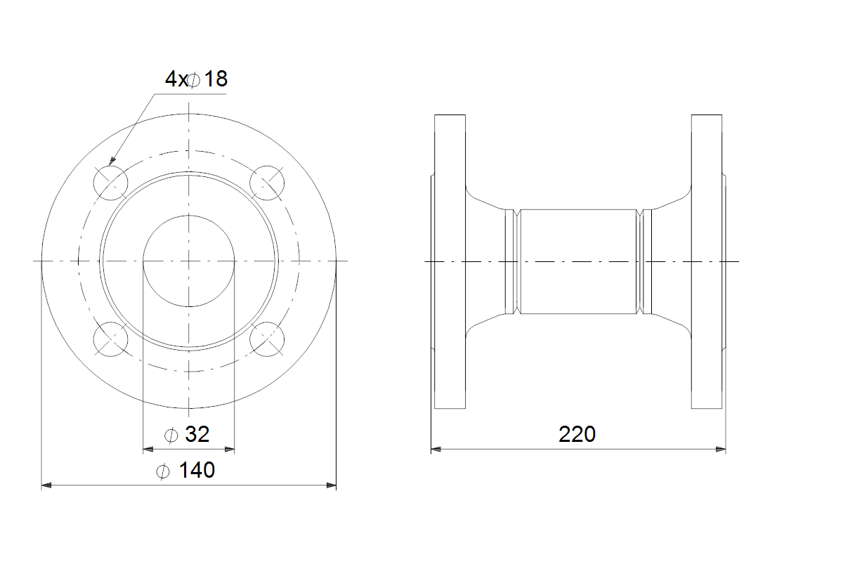 GRUNDFOS Zubehör für Trockenläuferpumpen Ausgleichsstück DN32 PN10/16 L220mm