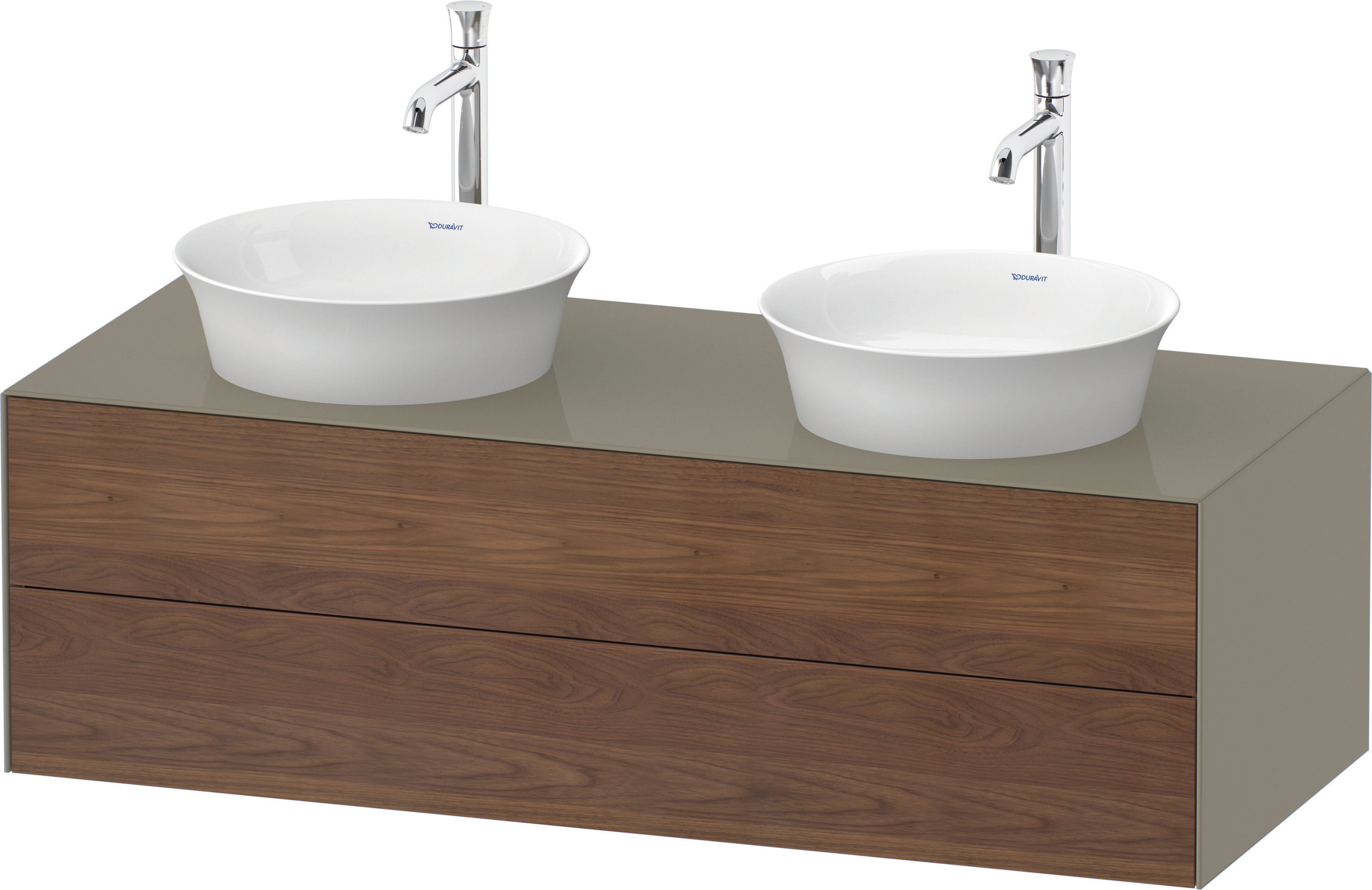 Duravit WTU White Tulip wandh,2 SchKa,beid. 408x1300x550mm,Am.Nussb.M/Steingrau HGL