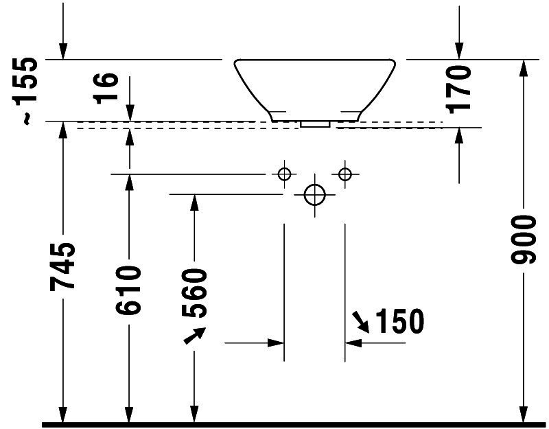DU ASB Design Classics Bacino 420 mm rund, mit ÜL, ohne HLB, weiß
