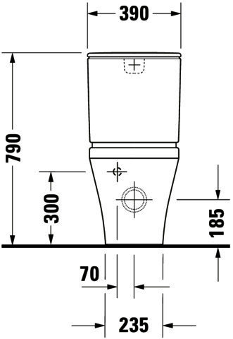 DU Stand-WC Kombi DuraStyle 630 mm Tiefspüler, f.SPK, Abg.Vario, weiß