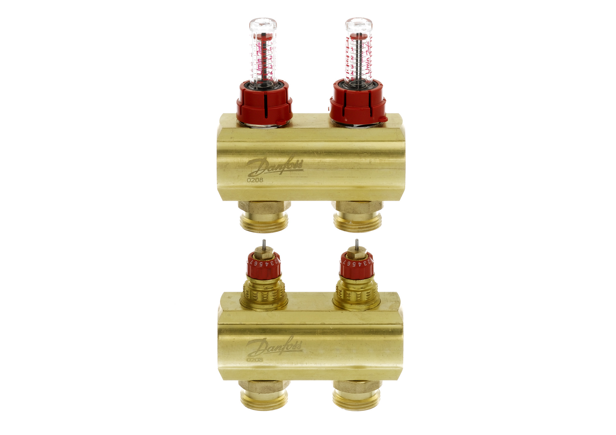 Danfoss FBH-Verteiler FHF-2F 2 Kreise, mit Durchflussanzeige