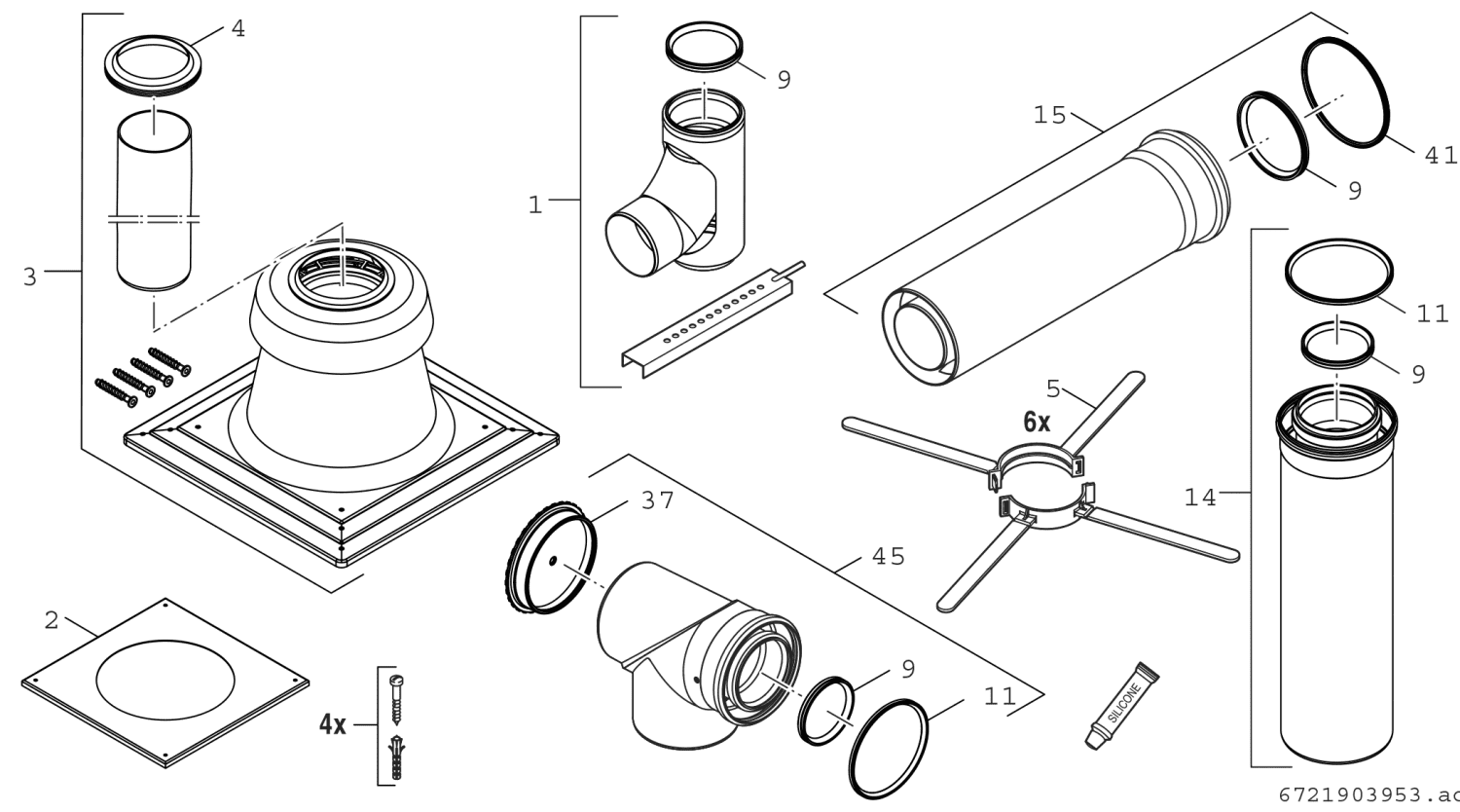 BOSCH Abgaszubehör FC-Set110-C93x (oben) Grundbausatz C93x Kunststoff d:110/160mm