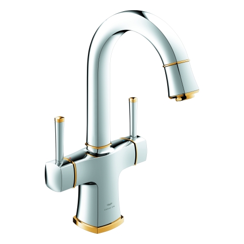 GROHE 2-Griff-WT-Batterie Grandera 20666 schwenkbarer Auslauf chrom/gold