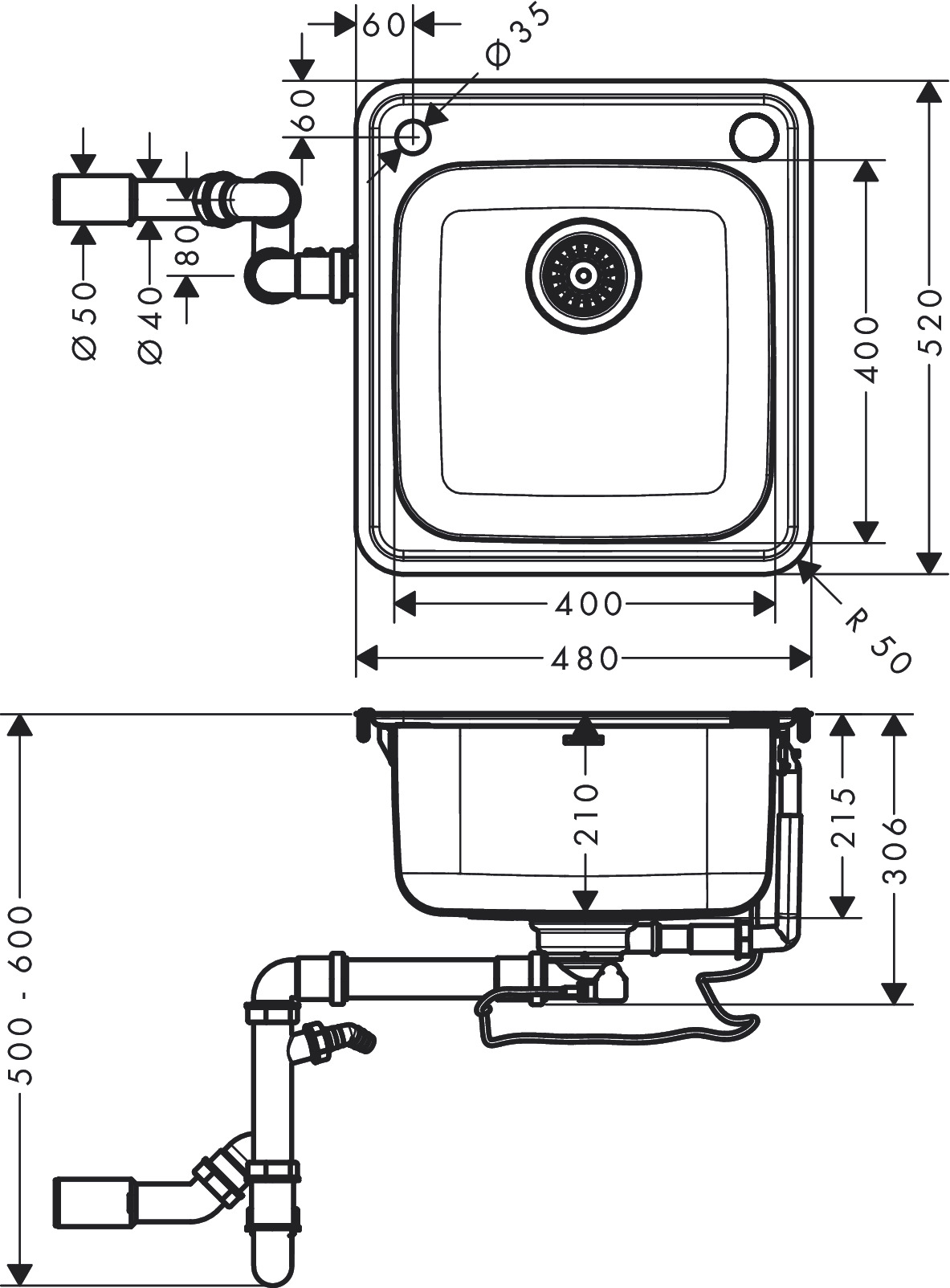 Hansgrohe Einbauspüle 400  S412-F400