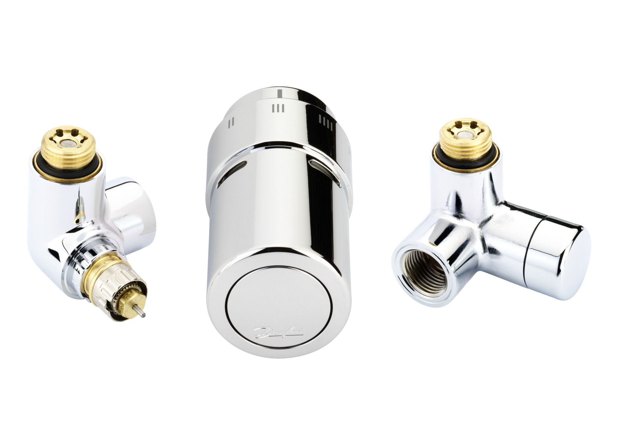 Danfoss X-tra Design Set Chrom, Ventilgehäuse RA-URX links