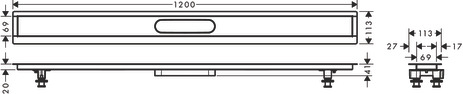 Hansgrohe Installationsset RainDrain  1200 mm für Duschrinnen Fertigsets