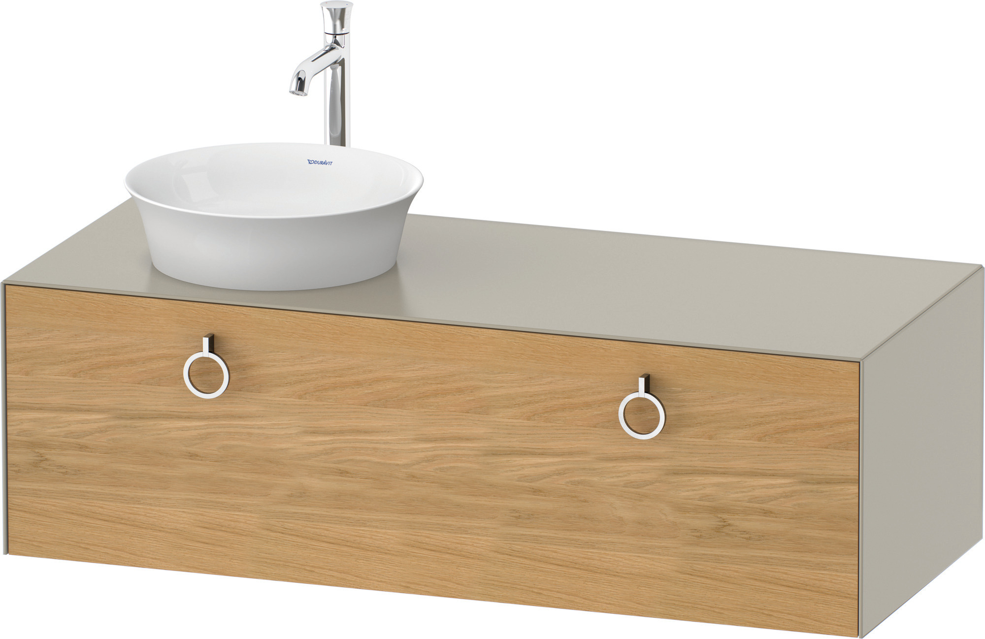 Duravit WTU wandh.White Tulip,1 Aus.,m.Griff Aus.l,408x1300x550,Eiche N.M./Taupe Sdm