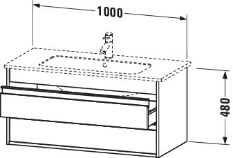 DU WTU Ketho f. ME by Starck, 2 Schubk. 480x1000x475mm, Betongrau Matt