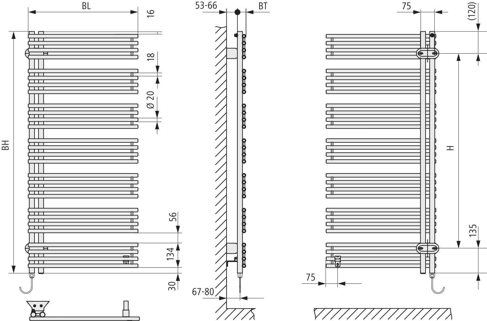 Kermi Diveo-E BH 1700x46x600mm max.P800,weiß,WKS li. wei,SK1