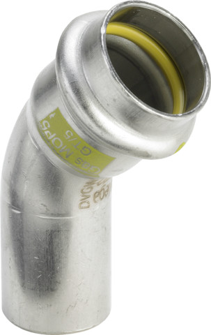 Viega Bogen 45 Grad SC Sanpress Inox G 0226.1 für Gas in 15mm Edelstahl