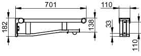 KEUCO SK-Griff WC Plan Care 34903, abnehmbar, verchromt/weiß, 700 mm