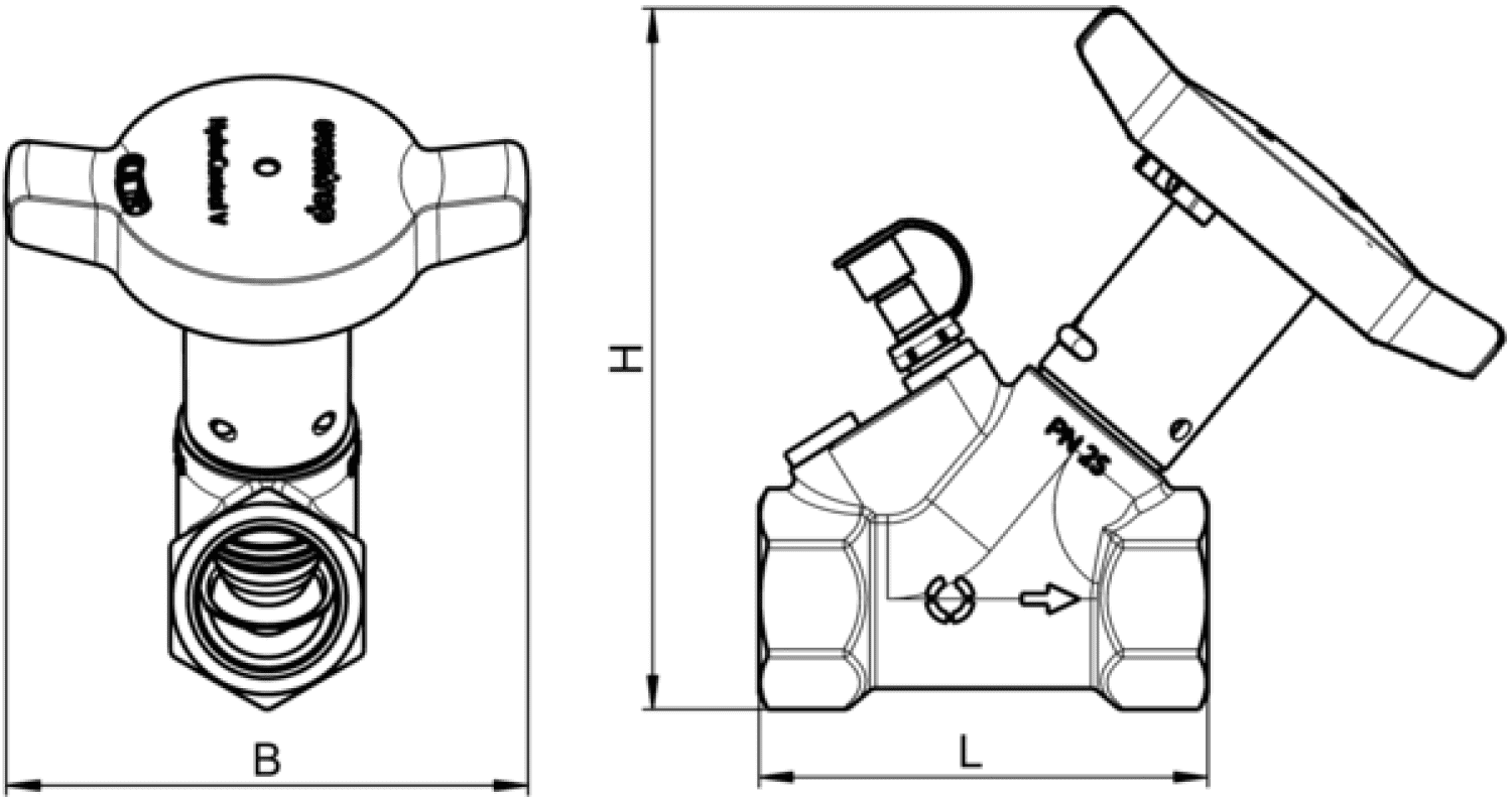 Oventrop-Strangabsp.Vent. HydroControl A PN25 DN32, Rp1 1/4 IG, HydroPort, EZB
