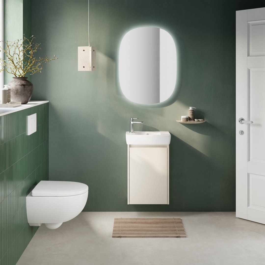 Geberit Renova Compact US für HWB, mit 1 Tür 41,2x60,5x20,1cm, sandgrau/l. seidenmatt