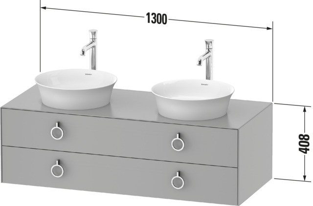 Duravit WTU wandh.White Tulip,2Schk.,m.Griff Aus.b,408x1300x550,Eiche N.M./Weiß Sdm.