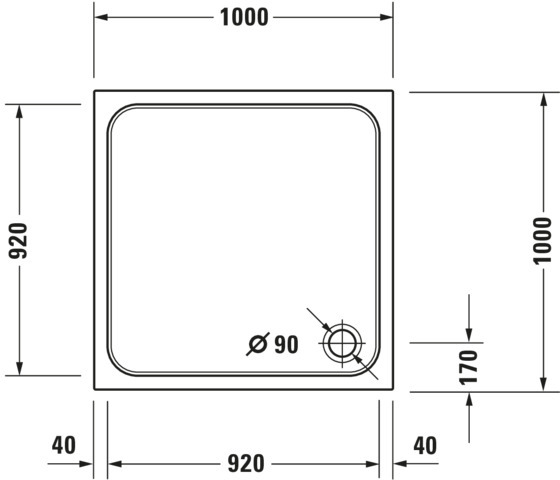 DU D-Code Duschwanne, Quadratisch, 1000x1000x85 mm, Weiß, Sanitäracryl