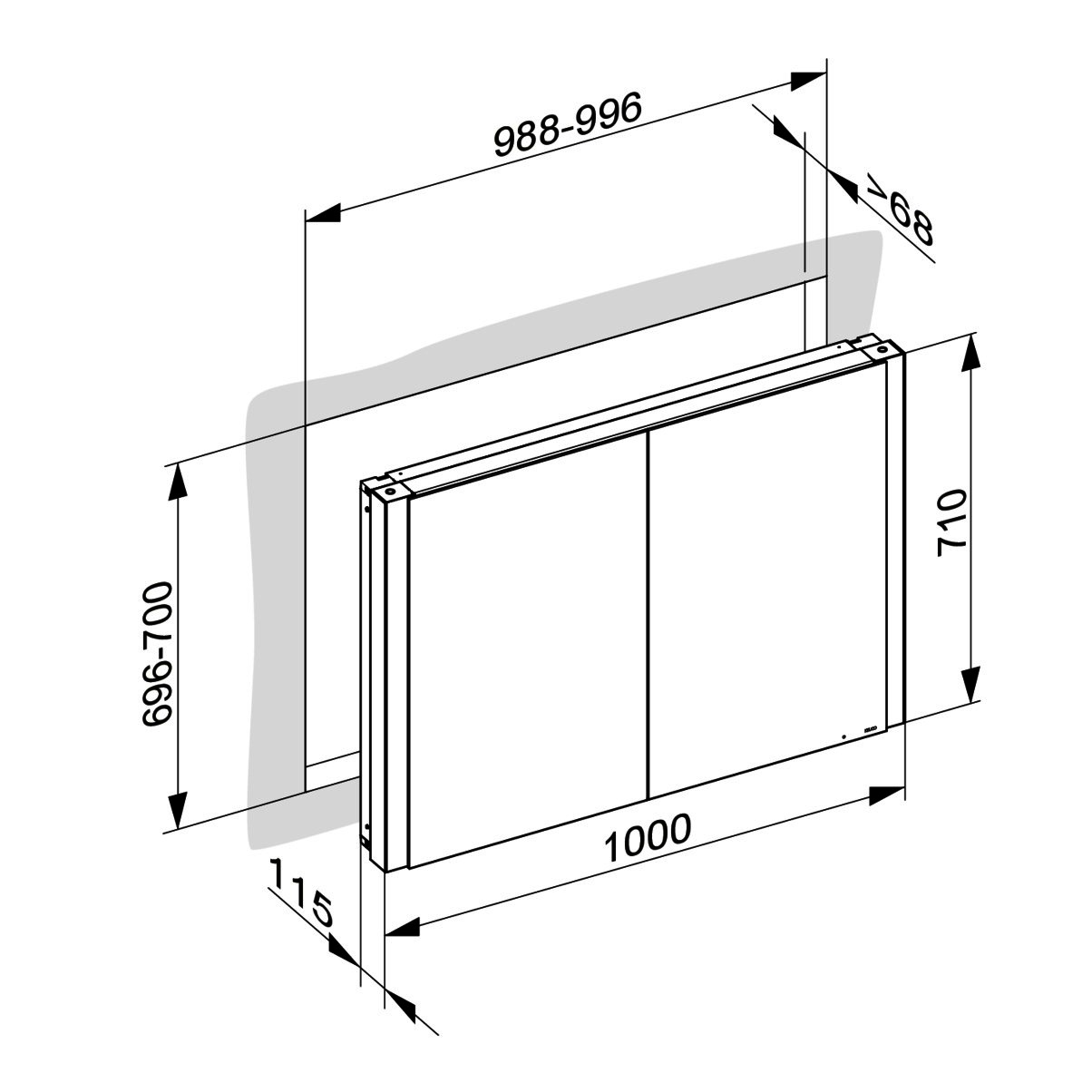 KEUCO SPS Somaris 14513, EB 1000x710x115mm verspgl.