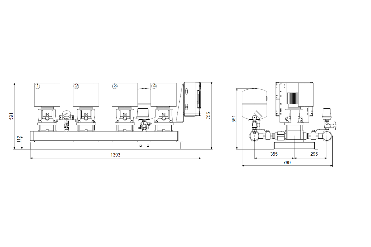 GRUNDFOS Druckerhöhungsanlage Hydro Multi-E 4 CRIE 1-4 U2 A-A-A-A-A