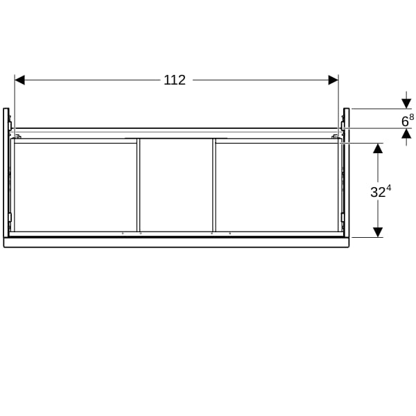 Geberit iCon Unterschrank für WT, 2 Schubl. 118,4x61,5x47,6cm, weiß hgl/Gr.weiß matt