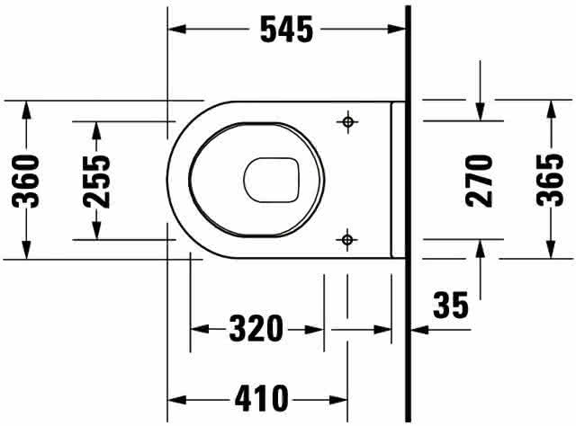 DU Wand-WC Starck 3 540 mm Tiefspüler,Bef.-Abstand 230 mm,weiß