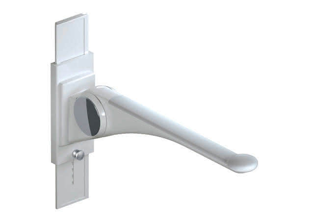 HEWI Stützklappgriff Premium,700 mm mit Höhenverstellung weiß hgl.- weiß mt