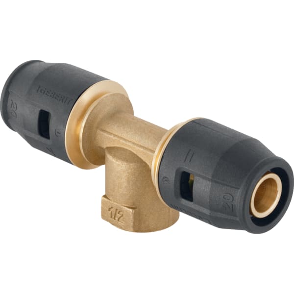 Geberit PushFit T-Stück mit IG Ms d20-Rp1/2-20