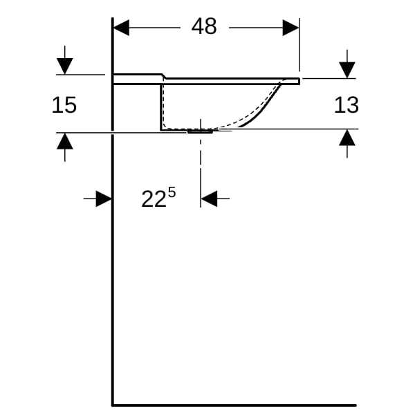 Geberit Xeno2 Möbelwaschtisch, 140x48cm zwei Hl., o. Ül., weiß-alpin