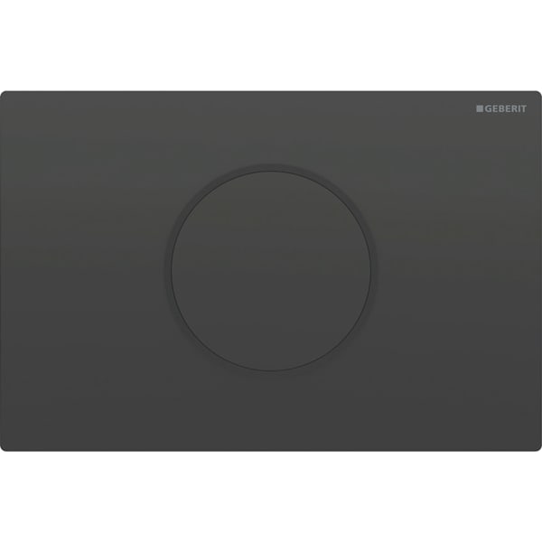 Geberit Sigma10 WC-Strg. rund, elek.Sp., Batt autom/bl, schwarz glzd /schwarz matt