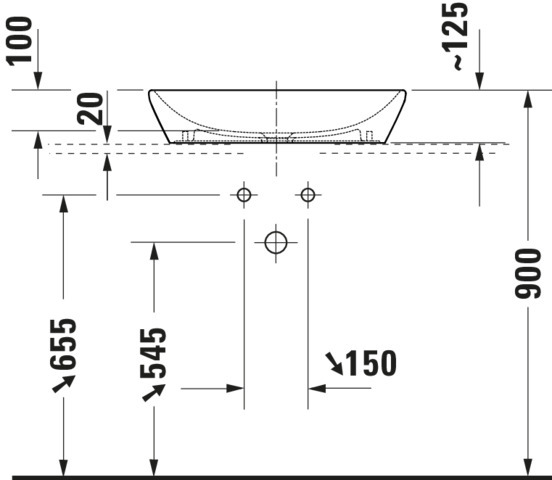 DU D-Neo Aufsatzbecken 600x400mm Weiß HG