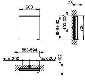 KEUCO Royal Modular 2.0 SPS, bel. 80001, Einb,1Steckd,sb-elox,600x700x120mm