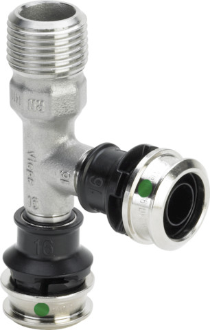 Viega T-Stück mit SC Raxinox 4426.4 in R1/2x16x16mm Stahl nichtrostend Viega T-Stück mit SC Raxinox 4426.4 in R1/2x16x16mm Stahl nichtrostend