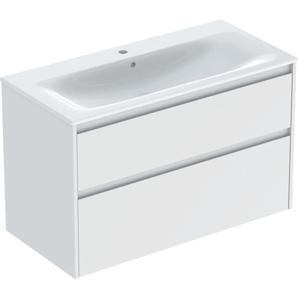 Geberit Renova Plan Set MWT mit US, 2 Schubl. 100x62,1x48cm, weiß/l. seidenmatt