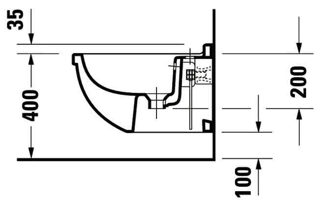 DU Wand-Bidet Starck 3 540 mm m.ÜL, m.HLB, 1 HL, Durafix, weiß