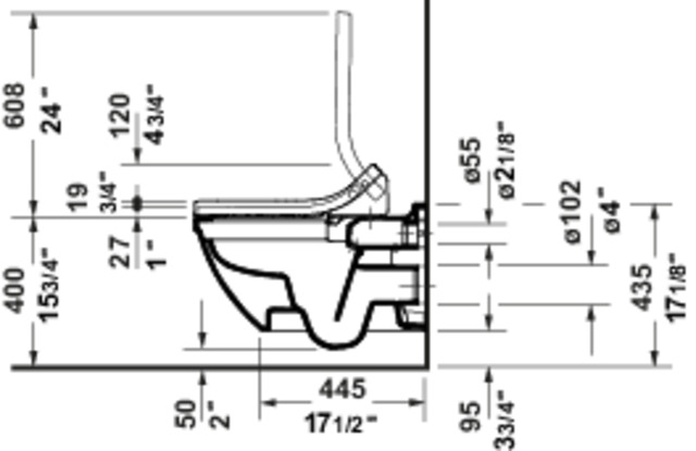 Duravit Wand WC Starck 3 620mm Tiefspüler rimless wh SW