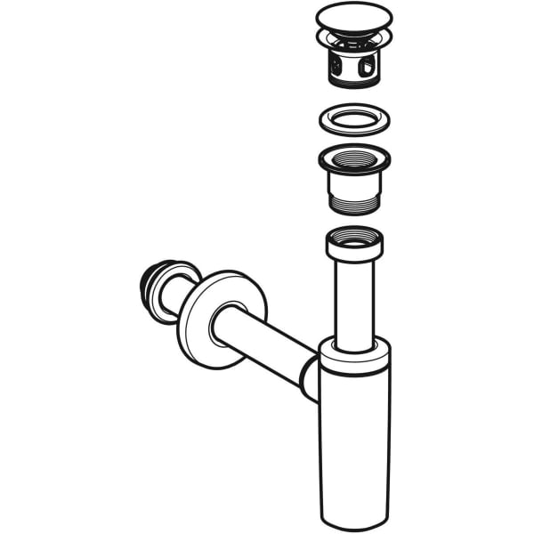 Geberit Waschbeckenablauf mit Siphon DN32/40 Außenventilstopfen mit Druck-Bet. chrg