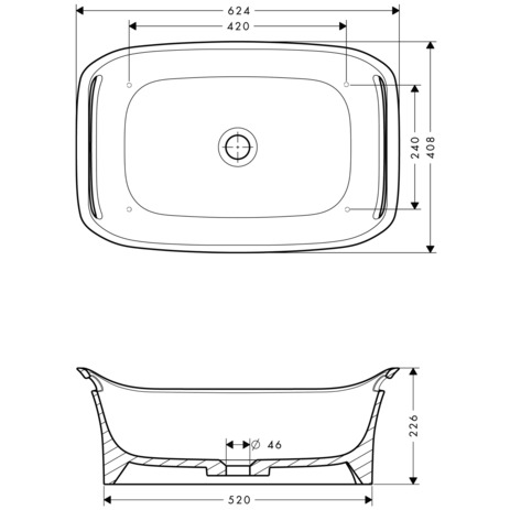 Hansgrohe Waschschüssel Axor Urquiola oval  625mm