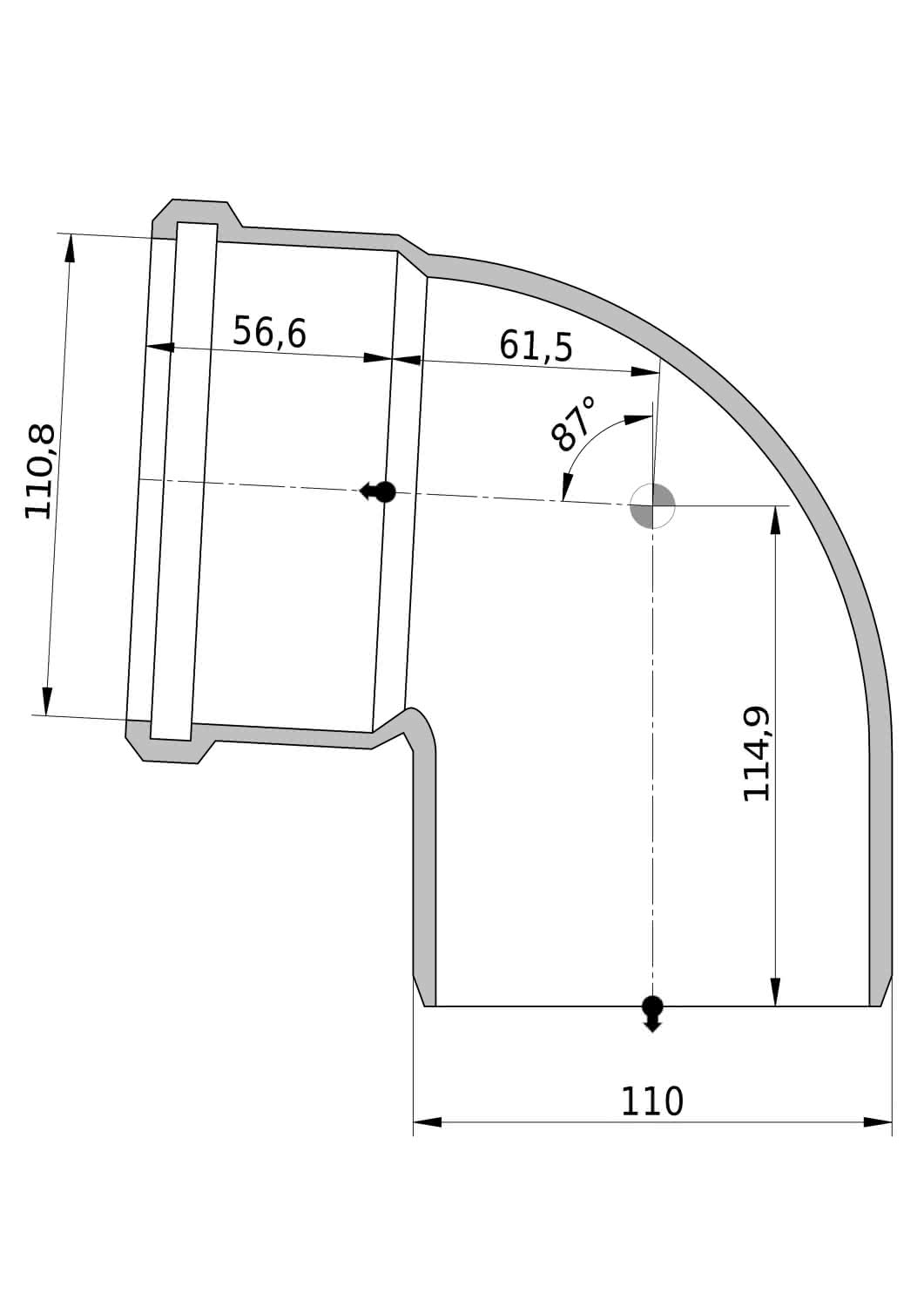 Wavin Bogen AS+ DN 100 87 Grad