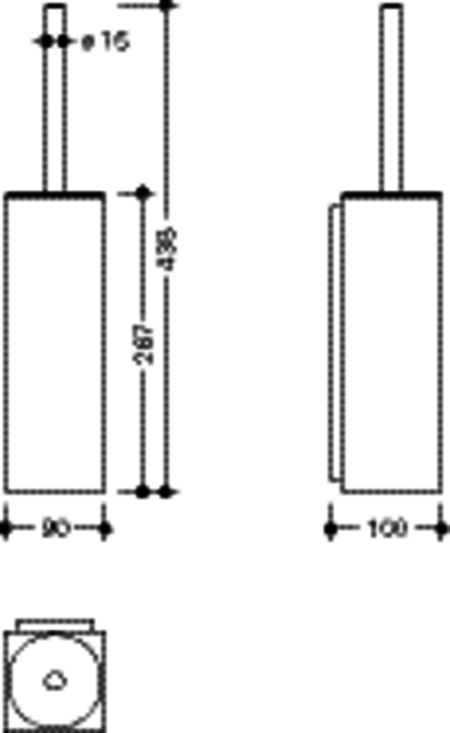 HEWI WC-Bürstengarnitur Sys 900 Q, m. Deckel, matt-schliff