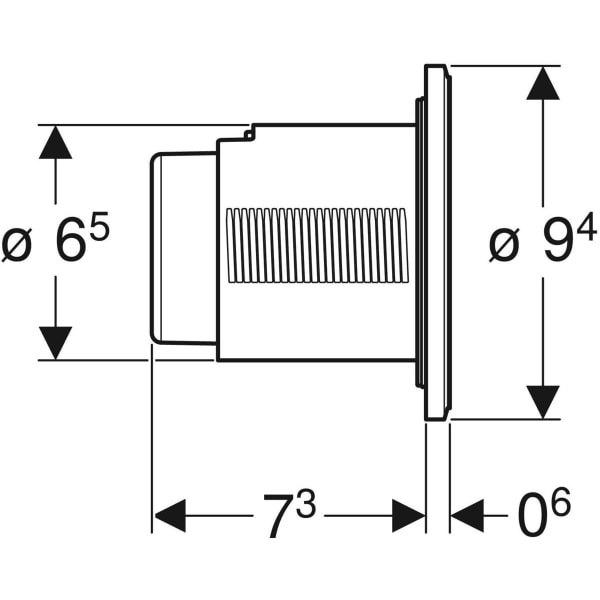 Geberit Typ 01 Fernbetätigung, pneumatisch 2-Mengen-Sp., UP-Drücker, hgl. verchromt